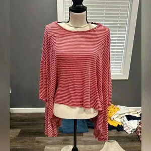 WE THE FREE Tunic Top XS Long Sleeve Slub Cotton Blend Mauve Striped